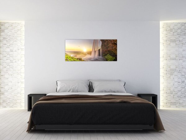 Kép - Seljalandsfoss a barlang mögül (120x50 cm)