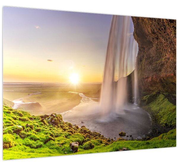 Kép - Seljalandsfoss a barlang mögül (70x50 cm)
