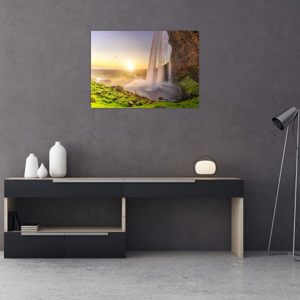 Kép - Seljalandsfoss a barlang mögül (70x50 cm)