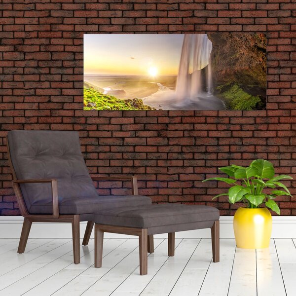 Kép - Seljalandsfoss a barlang mögül (120x50 cm)