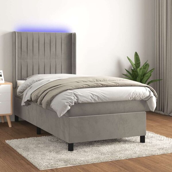VIDAXL LED-es Bársony Ágy - 100x200 cm