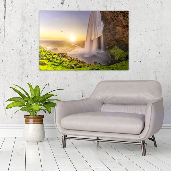 Kép - Seljalandsfoss a barlang mögül (90x60 cm)