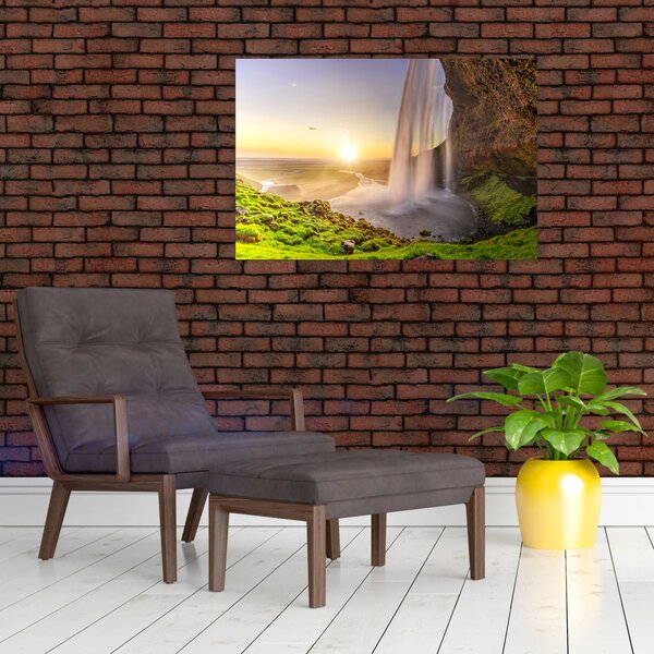 Kép - Seljalandsfoss a barlang mögül (90x60 cm)