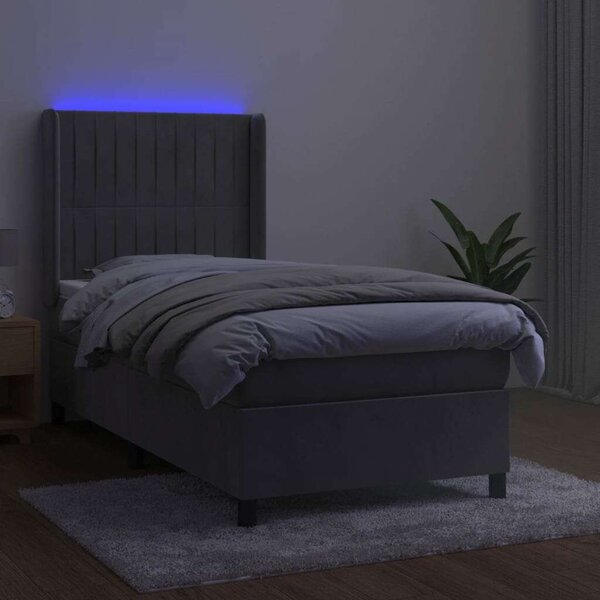 VIDAXL LED-es Bársony Ágy - 100x200 cm