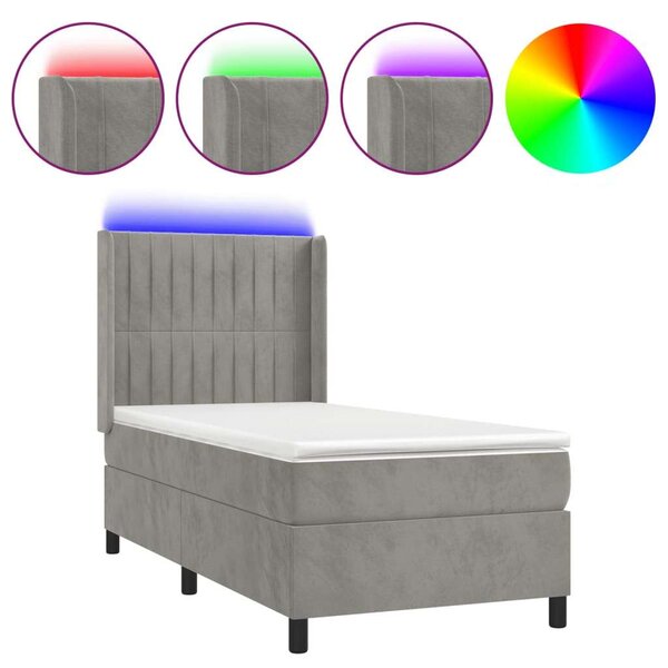 VIDAXL LED-es Bársony Ágy - 100x200 cm