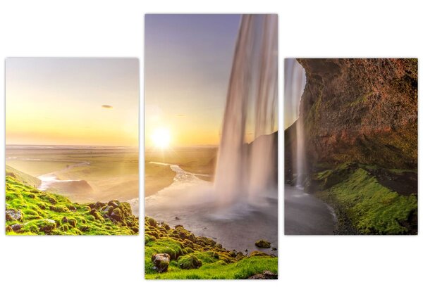 Kép - Seljalandsfoss a barlang mögül (90x60 cm)