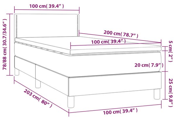 LED-es Ágy - Fekete Szövet - 100x200 cm