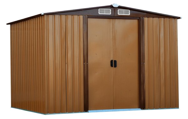 KONDELA Pléh kerti szerszámos ház, világosbarna/sötétbarna, 2,6x2m, HAMAL TYP 2