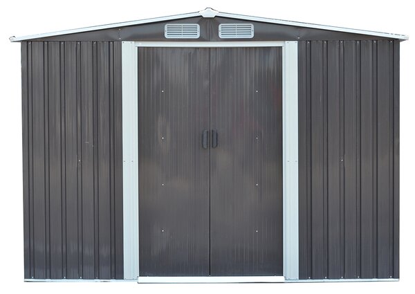 KONDELA Pléh kerti szerszámos ház, szürke/fehér, 2,6x3,1m, HAMAL TYP 3