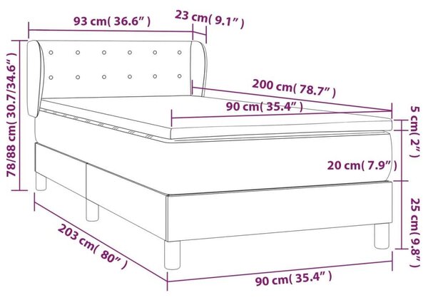 VidaXL cappuccino színű műbőr rugós ágy matraccal 90 x 200 cm