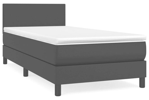 VidaXL Fekete Műbőr Ágy Matraccal - 80x200 cm