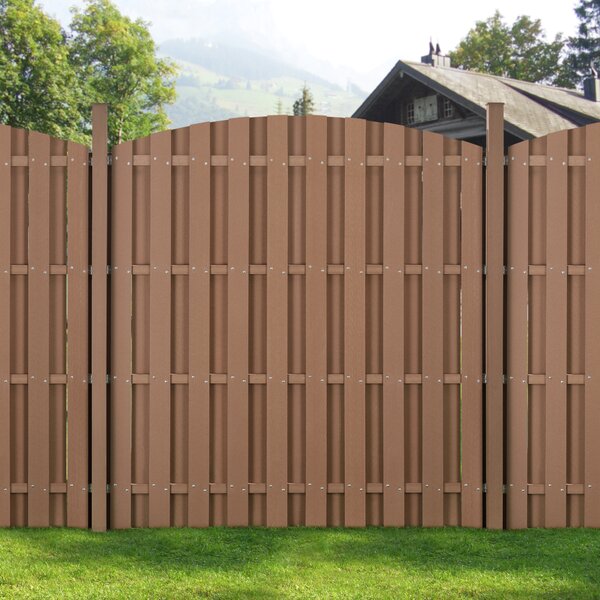 WPC félköríves kerítéspanel (165-185)x376 cm barna