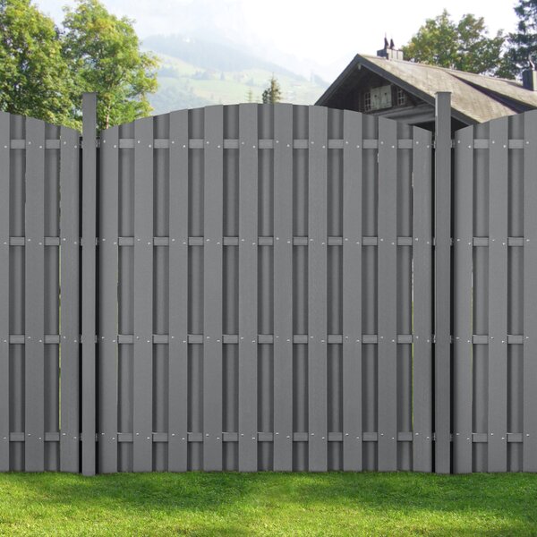 WPC félköríves kerítéspanel (165-185)x562 cm szürke