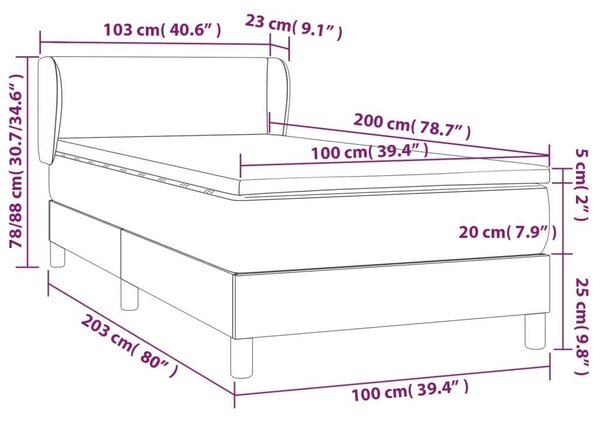 VidaXL krémszínű műbőr rugós ágy matraccal 100 x 200 cm