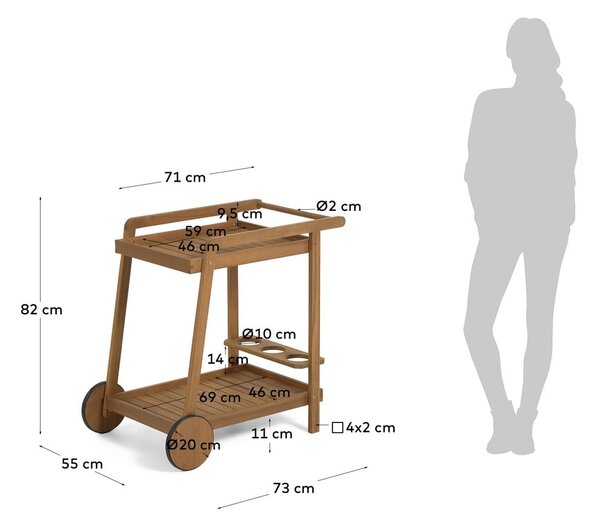 Akácfa zsúrkocsi 55x73 cm Felisa – Kave Home
