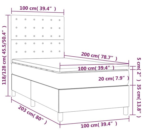 LED-es Ágy - Szövet - 100x200 cm