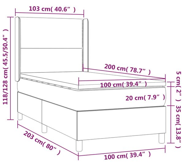 Bársony Ágy Matraccal - LED - 100x200 cm