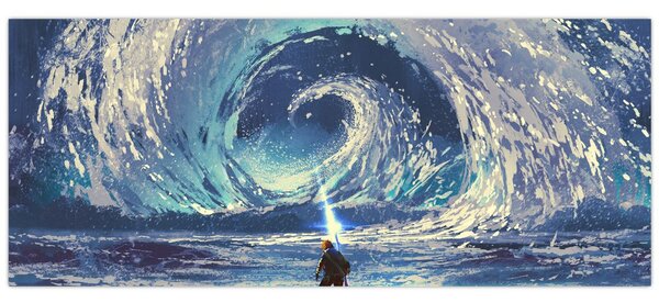 Kép - Illusztráció egy lándzsás fiúról (120x50 cm)