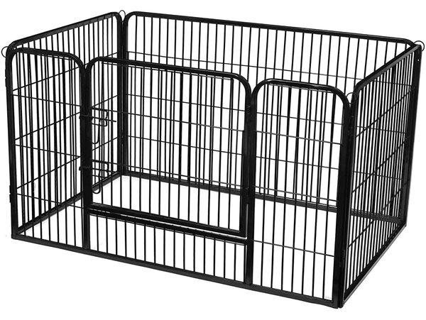 Kutya kennel, kutyaketrec 122x80x70 cm, kültéri kisállat kifutó, fekete