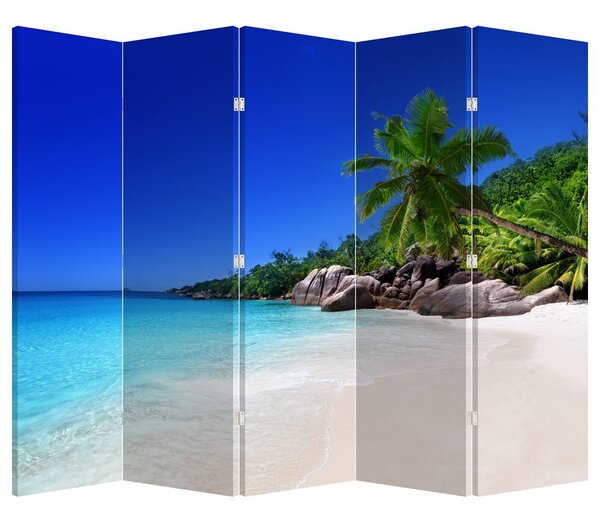 Paraván - Strand a Praslin szigeten (210x170 cm)