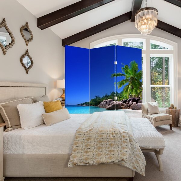 Paraván - Strand a Praslin szigeten (126x170 cm)