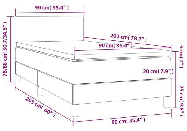 VIDAXL - Ágy - Szövet - 90x200 cm