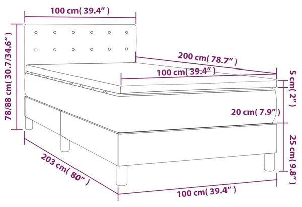 VidaXL Krémszínű Ágy Matraccal - 100x200 cm