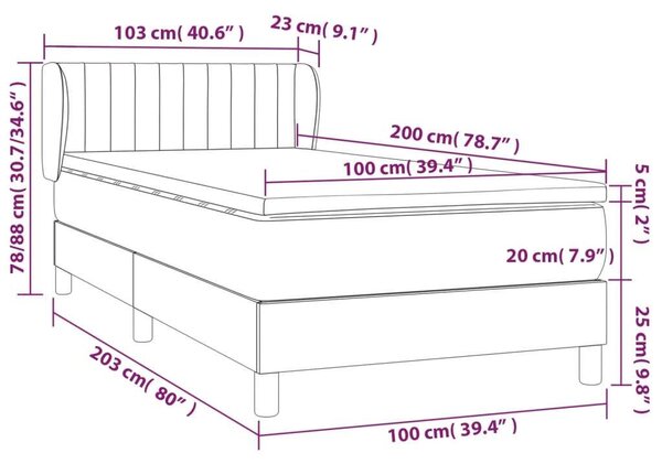 Ágy - Sötétbarna Szövet - 100x200 cm