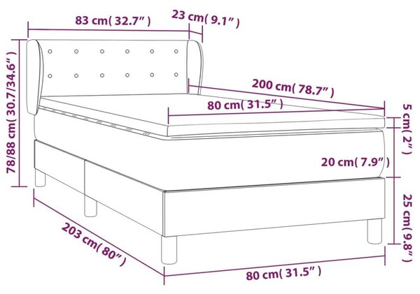 VidaXL Ágy - Zsebrugós Matrac - 80x200 cm - Kék
