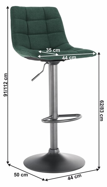 KONDELA Bárszék, zöld/fekete, LAHELA