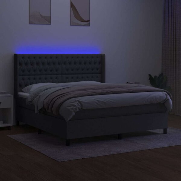VIDAXL LED-es Ágy - Szövet - 160x200 cm