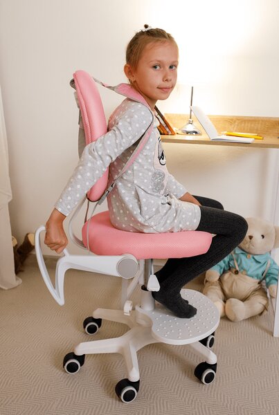 KONDELA Növekvő szék alappal és pántokkal, rózsaszín/fehér, ANAIS