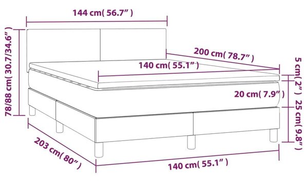 VIDAXL LED-es Rugós Ágy - 140x200 cm