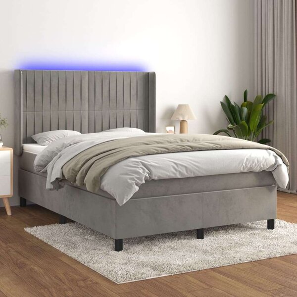 VidaXL LED-es Bársony Ágy - 140x200 cm