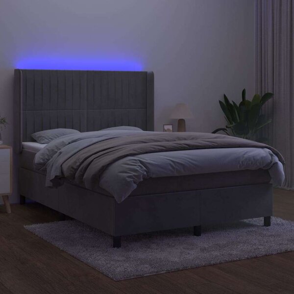 VidaXL LED-es Bársony Ágy - 140x200 cm