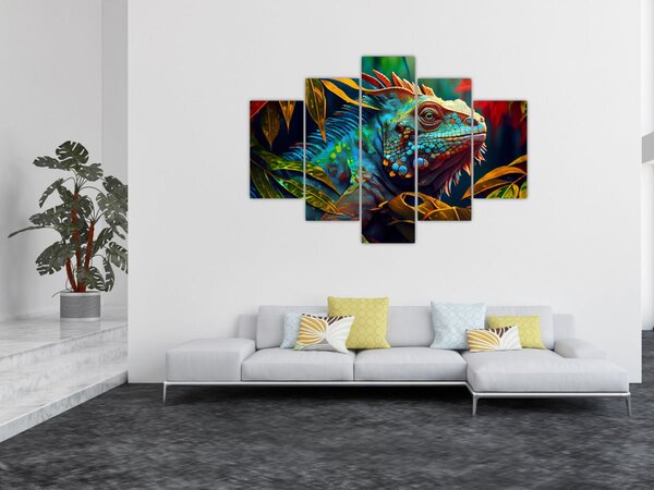 Kép - Színes leguán (150x105 cm)