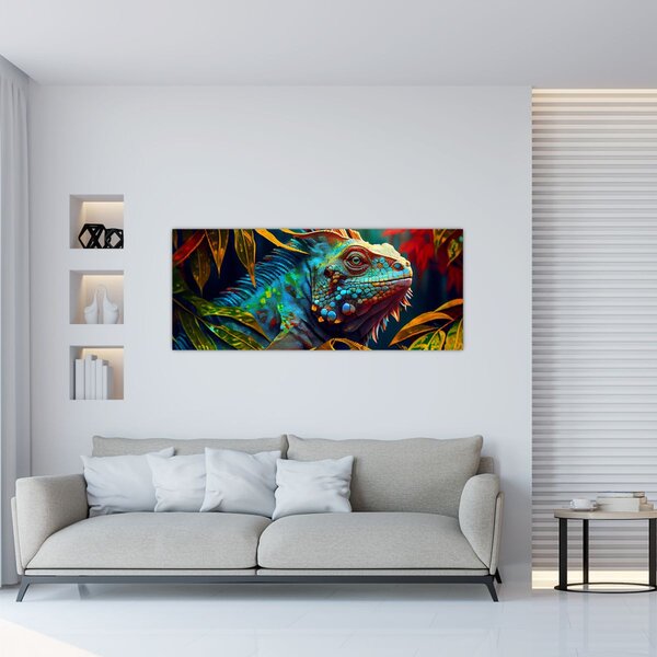 Kép - Színes leguán (120x50 cm)