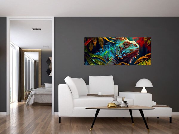 Kép - Színes leguán (120x50 cm)