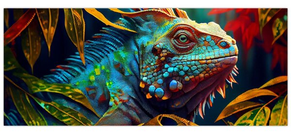 Kép - Színes leguán (120x50 cm)