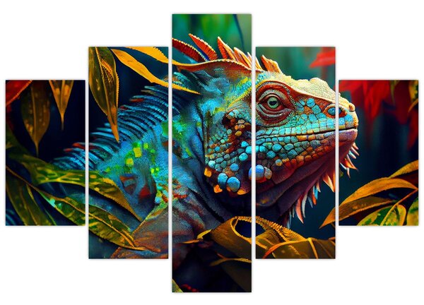 Kép - Színes leguán (150x105 cm)
