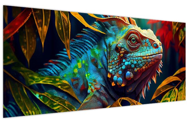 Kép - Színes leguán (120x50 cm)
