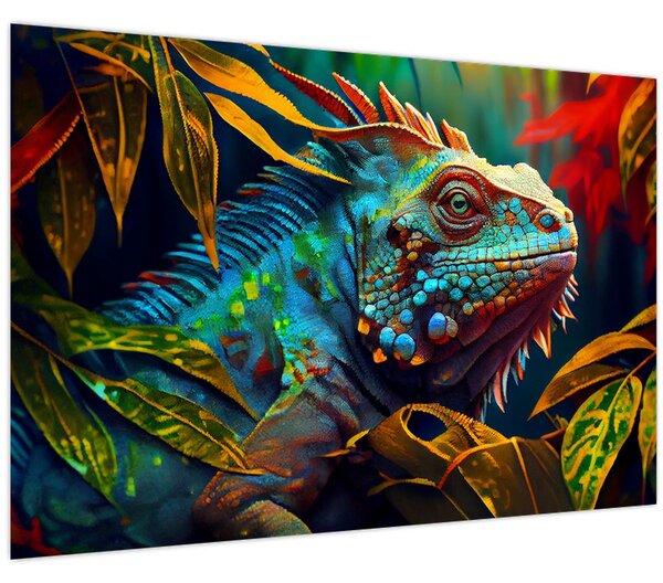 Kép - Színes leguán (90x60 cm)
