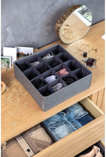 Drawer szürke fiókrendszerező 16 rekesszel - Bigso Box of Sweden