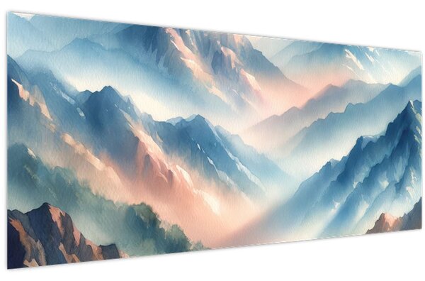 Kép - Akvarell hegyek (120x50 cm)