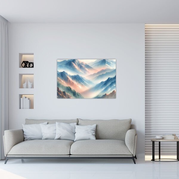 Kép - Akvarell hegyek (90x60 cm)