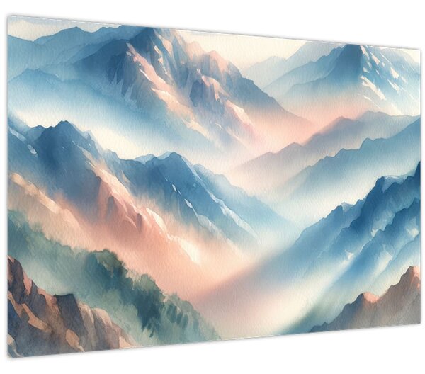 Kép - Akvarell hegyek (90x60 cm)