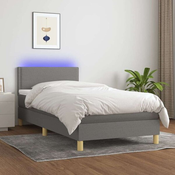 Ágy 80x200 cm - Sötétszürke Szövet - LED Világítással
