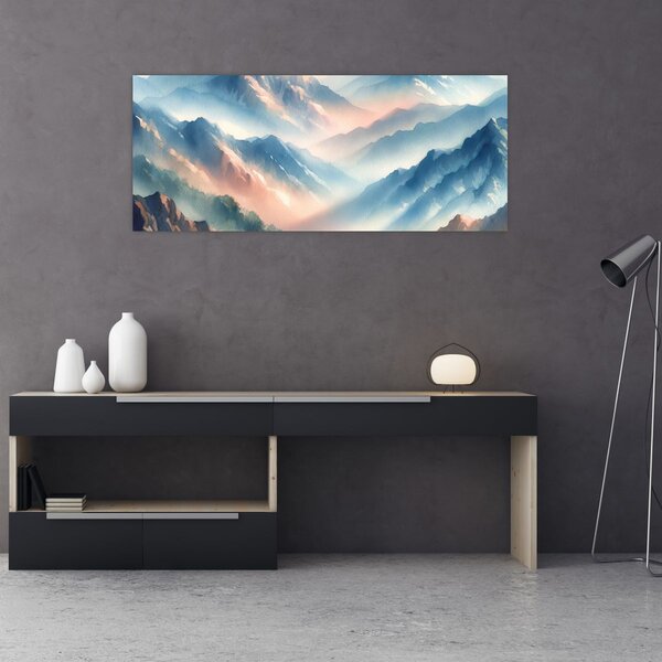 Kép - Akvarell hegyek (120x50 cm)