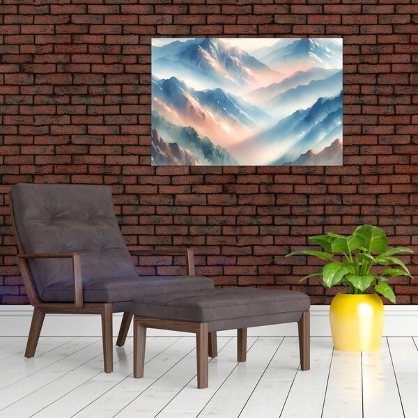 Kép - Akvarell hegyek (90x60 cm)