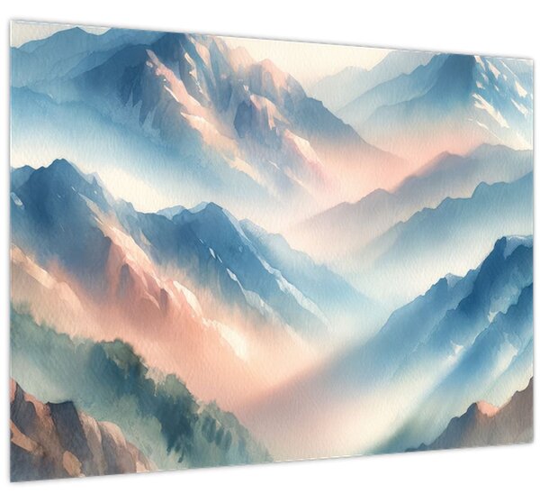 Kép - Akvarell hegyek (70x50 cm)